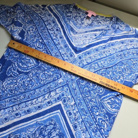 Lilly Pulitzer Tunic Top Womens Size XS/S Blue Linen 3/4 Sleeve Cover‎ Up Beach - Picture 10 of 13